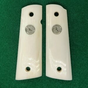 1911 Magwell Giraffe Bone Grips with Medallions